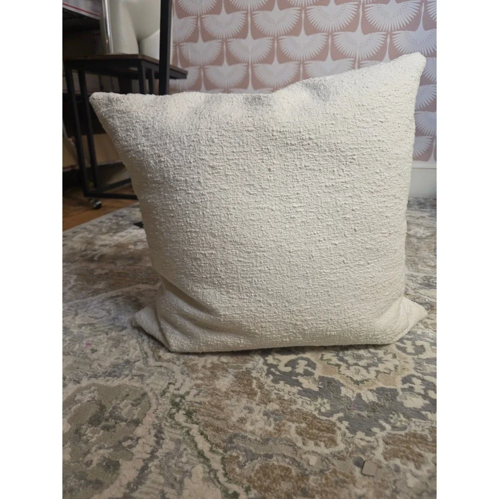 CB2 Ivory Bouclé Throw Pillow and insert 23x23 Organic Cotton Textured Modern